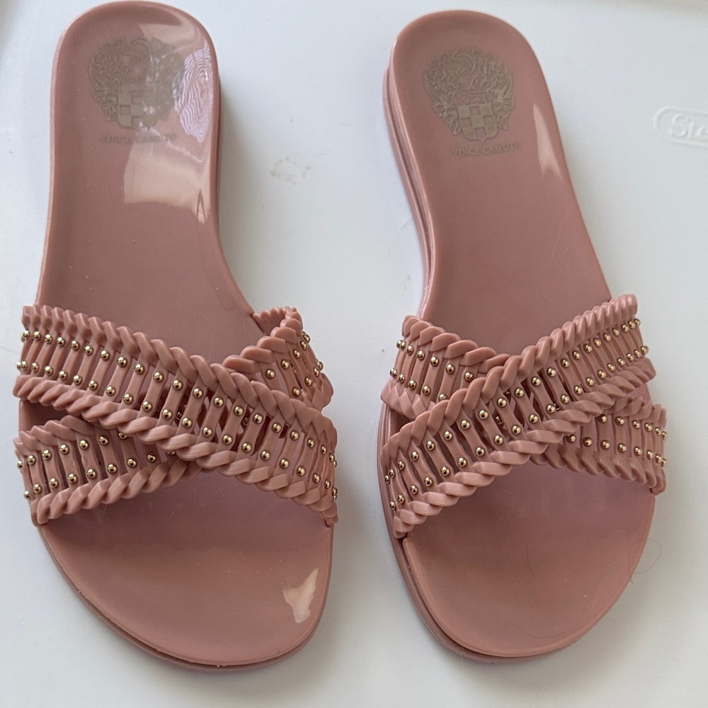 Vince Camuto Blush Pink Studded Slide Sandals